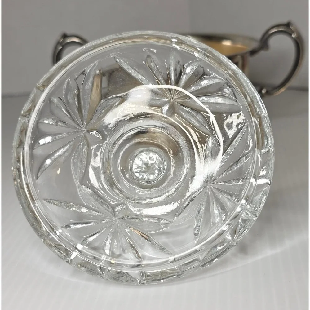 Sheridan Sugar Bowl OS Silver Fair Vintage Silver Plated Cut Glass‎ Lid
